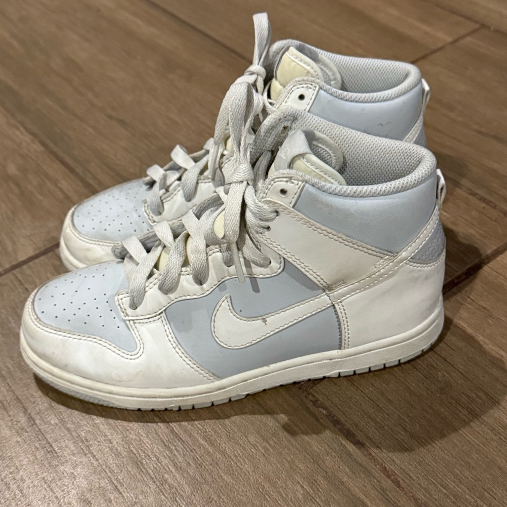 Nike Dunk High White Gray Purple Athletic Leather Shoes Sneakers Size 3Y - Picture 3 of 7
